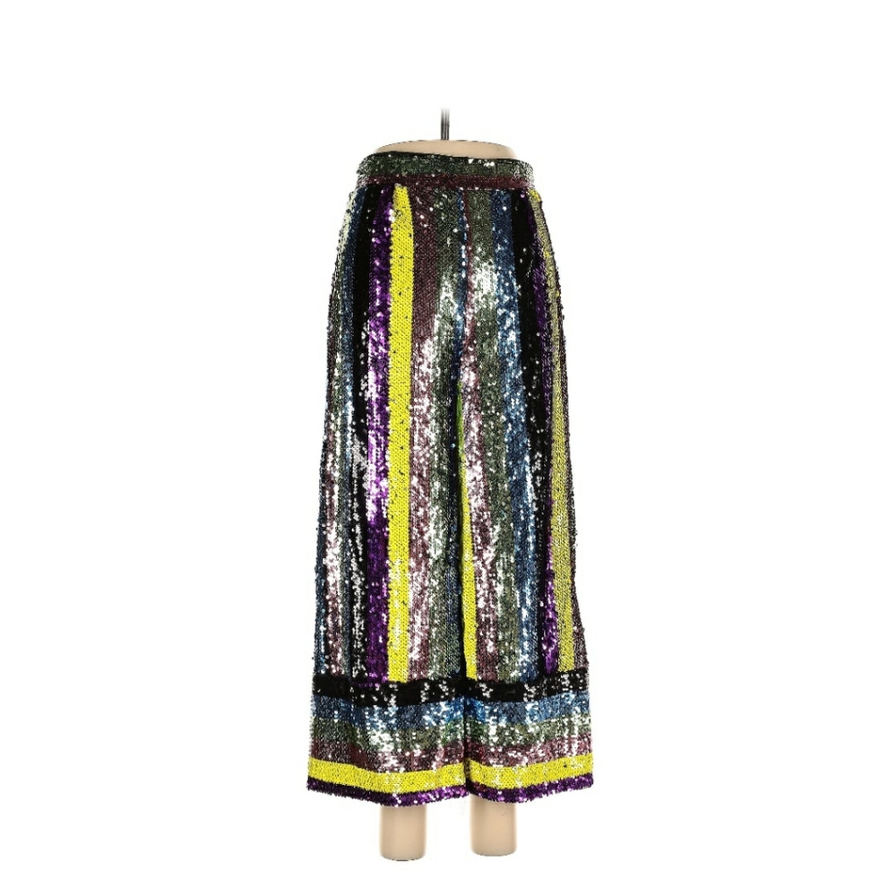 Akira Striped Sequin Cropped Pants size medium